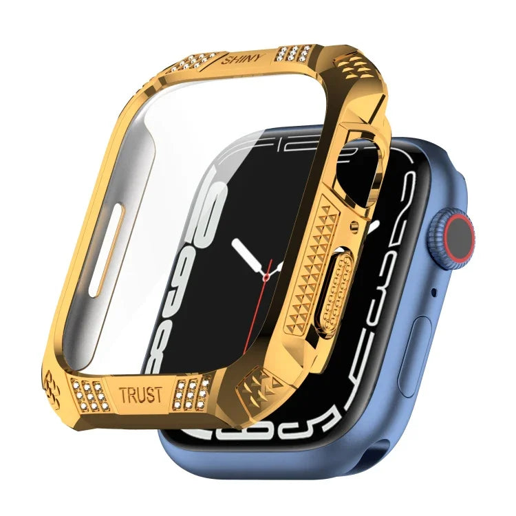 ひし形ベルトドリル＋強化フィルム一体型ケース、Apple Watchシリーズ9 / 8 / 7 41mm用、Apple Watchシリーズ9 / 8 / 7 45mm用