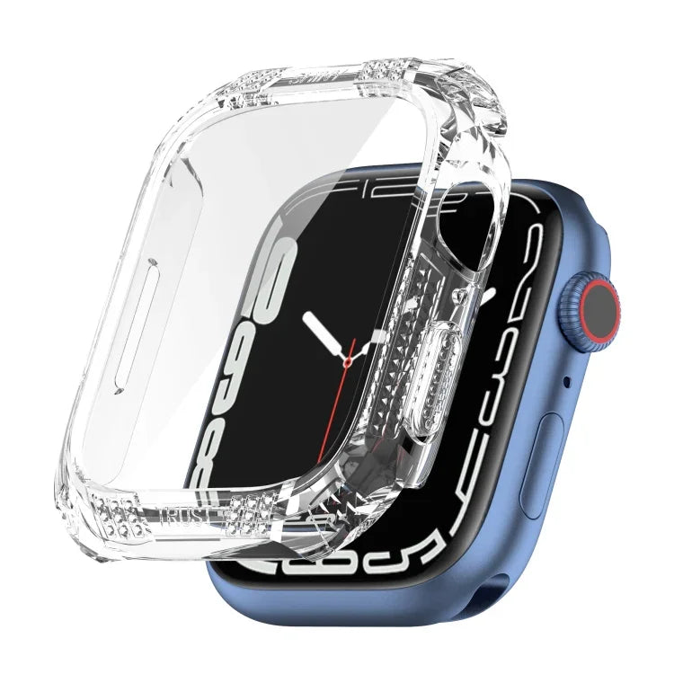 ひし形ベルトドリル＋強化フィルム一体型ケース、Apple Watchシリーズ9 / 8 / 7 41mm用、Apple Watchシリーズ9 / 8 / 7 45mm用