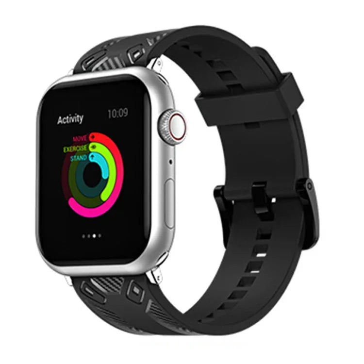 カーボンファイバーテクスチャーウォッチバンド、Apple Watchシリーズ用、7 41mm / 6&SE&5&4 40mm / 3&2&1 38mm、7 45mm / 6&SE&5&4 44mm / 3&2&1 42mm