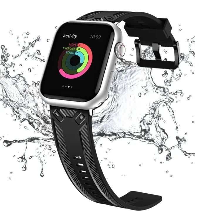 カーボンファイバーテクスチャーウォッチバンド、Apple Watchシリーズ用、7 41mm / 6&SE&5&4 40mm / 3&2&1 38mm、7 45mm / 6&SE&5&4 44mm / 3&2&1 42mm