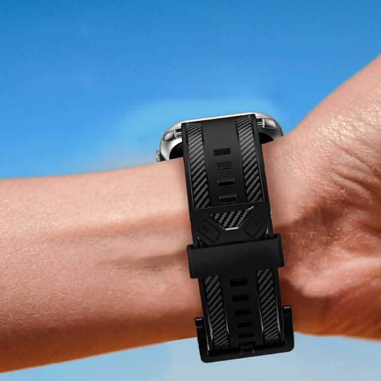 カーボンファイバーテクスチャーウォッチバンド、Apple Watchシリーズ用、7 41mm / 6&SE&5&4 40mm / 3&2&1 38mm、7 45mm / 6&SE&5&4 44mm / 3&2&1 42mm