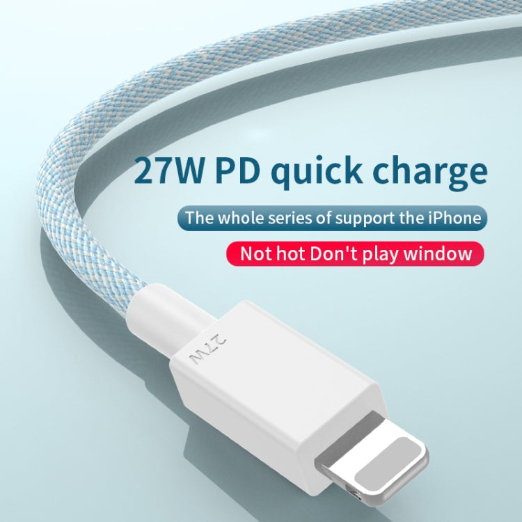 27W PD USB-C / Type-C から 8ピン高速充電編組データケーブル、ケーブル長: 1m、27W