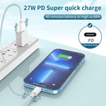27W PD USB-C / Type-C から 8ピン高速充電編組データケーブル、ケーブル長: 1m、27W