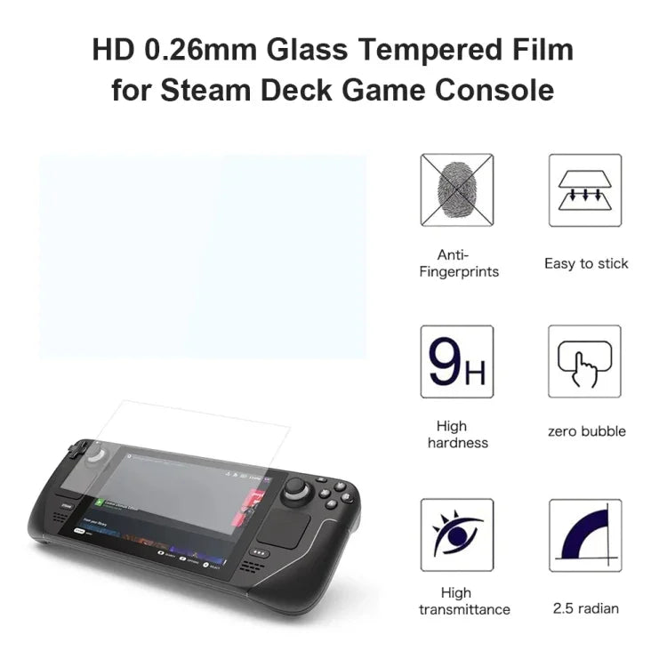 0.26mm 9H 2.5D 強化ガラスフィルム、Deckゲーム機用（1枚）