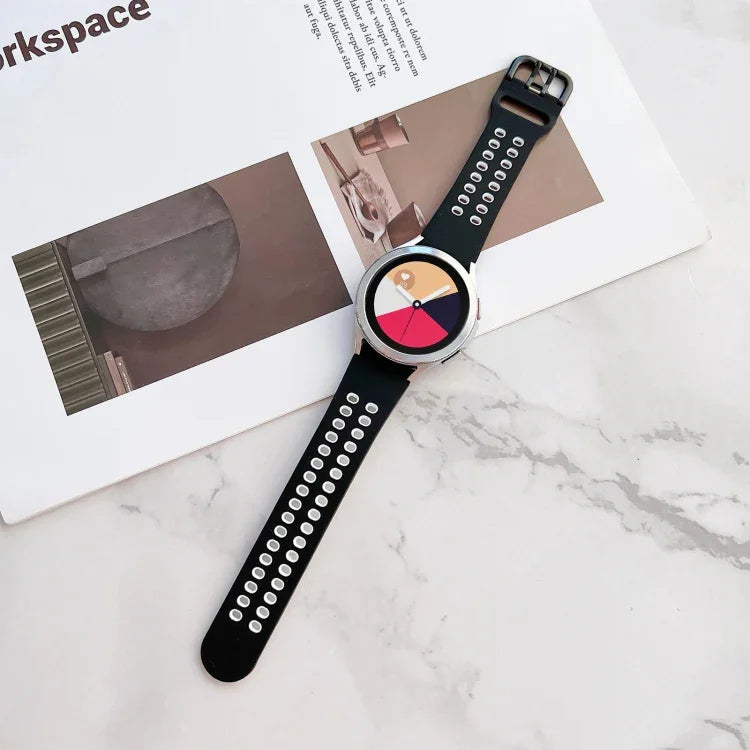 ダブルバックル ツートンカラー シリコンウォッチバンド、Samsung Galaxy Watch4 40mm用、Samsung Galaxy Watch4 44mm用