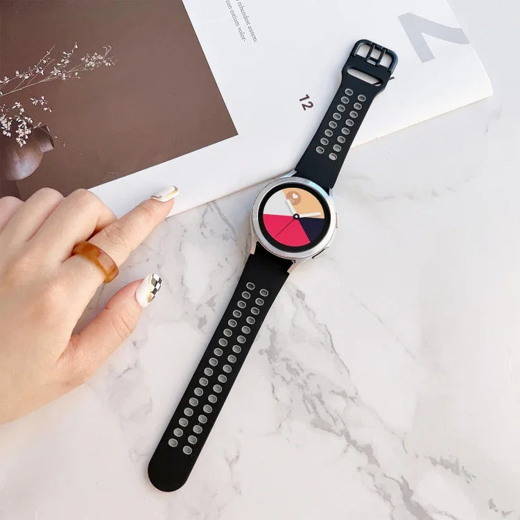 ダブルバックル ツートンカラー シリコンウォッチバンド、Samsung Galaxy Watch4 40mm用、Samsung Galaxy Watch4 44mm用