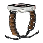 木製ビーズウォッチバンド、Apple Watch シリーズ 7 41mm / 6&SE&5&4 40mm / 3&2&1 38mm、7 45mm / 6&SE&5&4 44mm / 3&2&1 42mm用