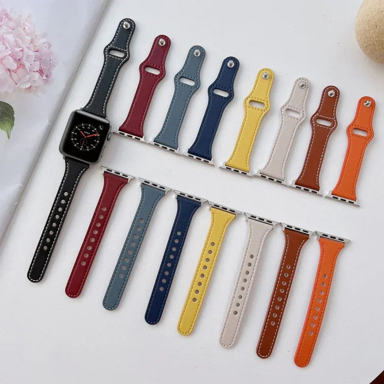 フラットテクスチャーレザーウォッチバンド、Apple Watch シリーズ 7 41mm / 6&SE&5&4 40mm / 3&2&1 38mm、7 45mm / 6&SE&5&4 44mm / 3&2&1 42mm用