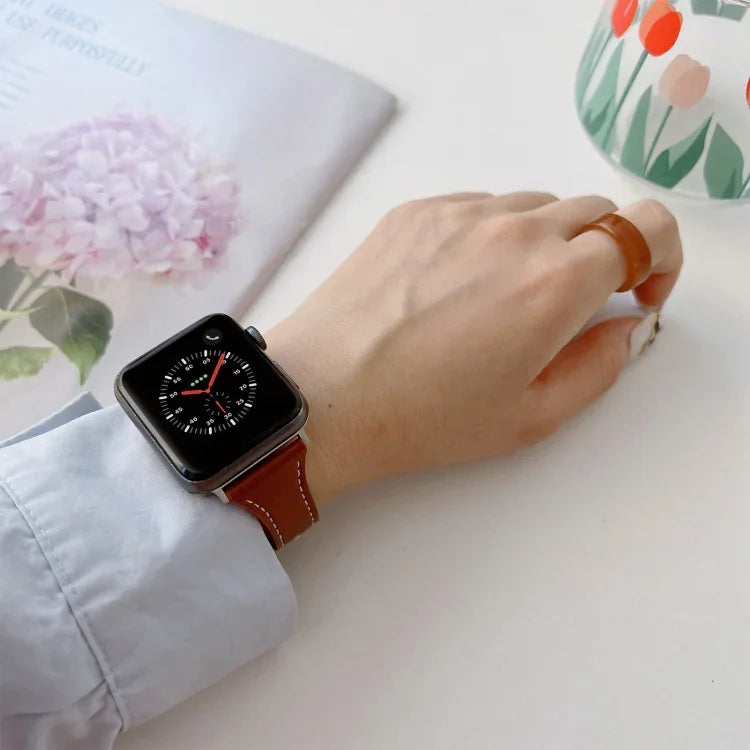 フラットテクスチャーレザーウォッチバンド、Apple Watch シリーズ 7 41mm / 6&SE&5&4 40mm / 3&2&1 38mm、7 45mm / 6&SE&5&4 44mm / 3&2&1 42mm用