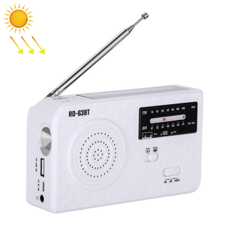 RD-638T 2バンド ソーラー充電式 AM/FMラジオプレーヤー 懐中電灯 ダイナモ機能付き