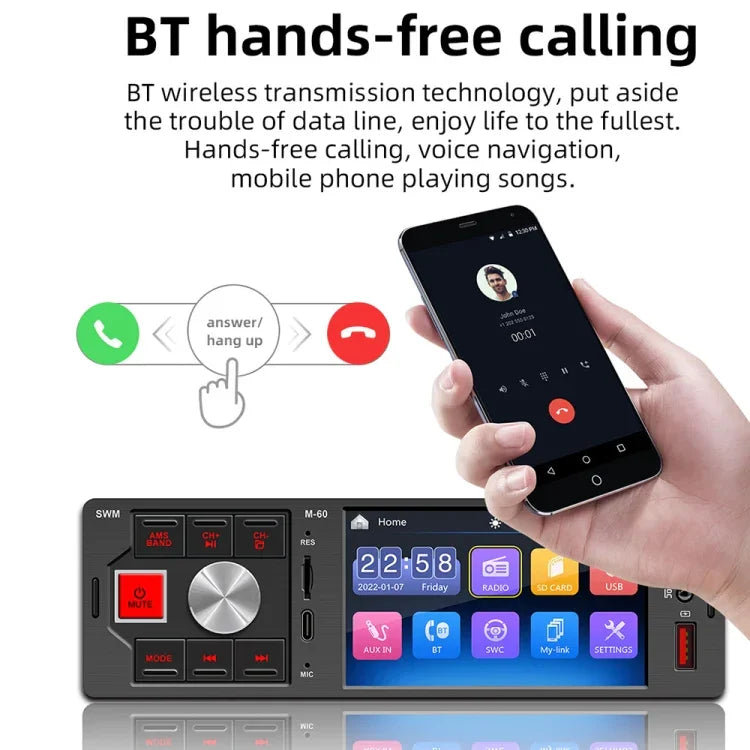 4.0インチ タッチスクリーン カーラジオ受信機 Bluetooth MP5 プレーヤー リモコン付き, FM60