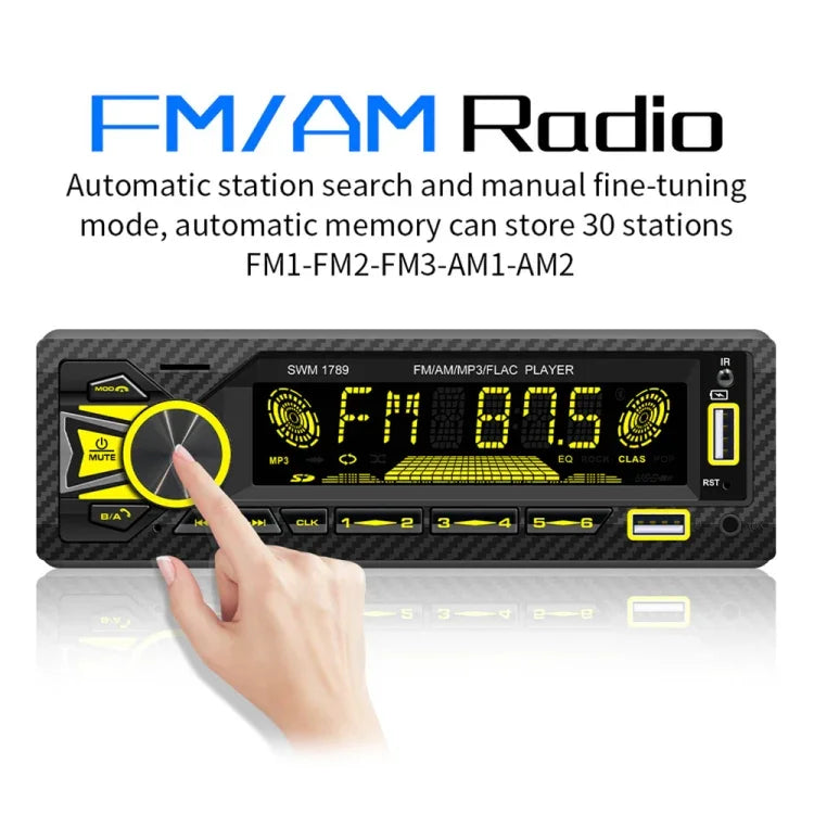 SWM-1789 カーラジオ受信機 Bluetooth 5.1 MP3 プレーヤー リモコン付き, SWM-1789