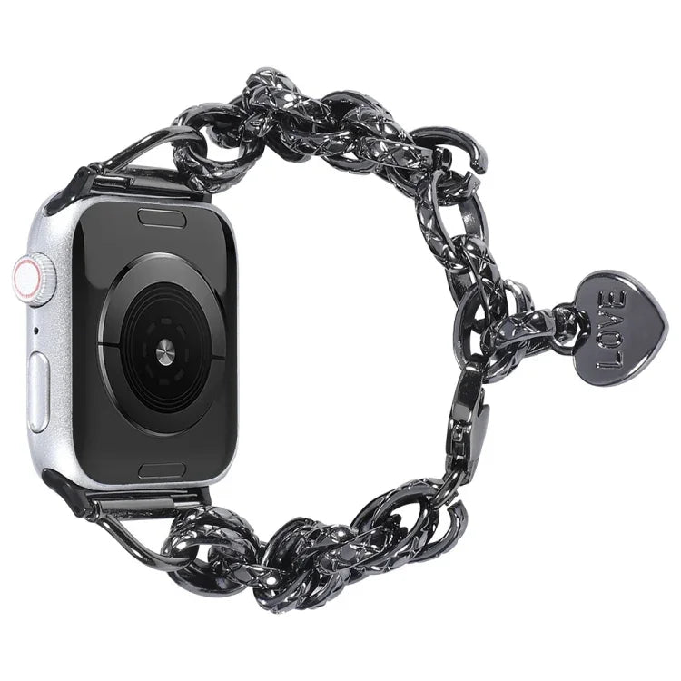 ステンレススチールハートペンダントウォッチバンド、Apple Watch シリーズ 7 41mm / 6&SE&5&4 40mm / 3&2&1 38mm、7 45mm / 6&SE&5&4 44mm / 3&2&1 42mm用