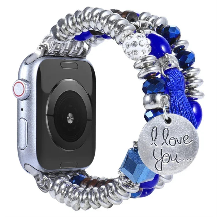 タッセルビーズウォッチバンド、Apple Watch シリーズ 7 41mm / 6&SE&5&4 40mm / 3&2&1 38mm、7 45mm / 6&SE&5&4 44mm / 3&2&1 42mm用