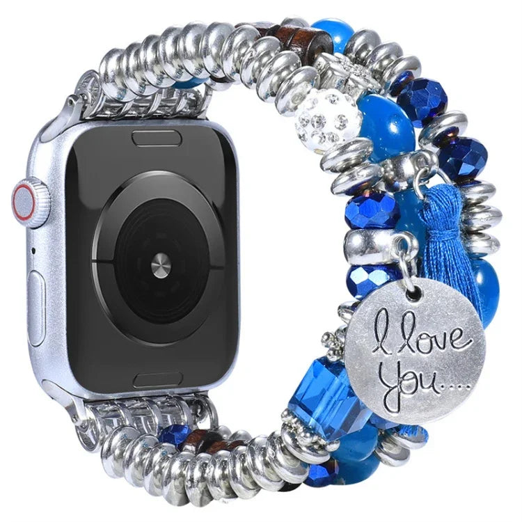 タッセルビーズウォッチバンド、Apple Watch シリーズ 7 41mm / 6&SE&5&4 40mm / 3&2&1 38mm、7 45mm / 6&SE&5&4 44mm / 3&2&1 42mm用