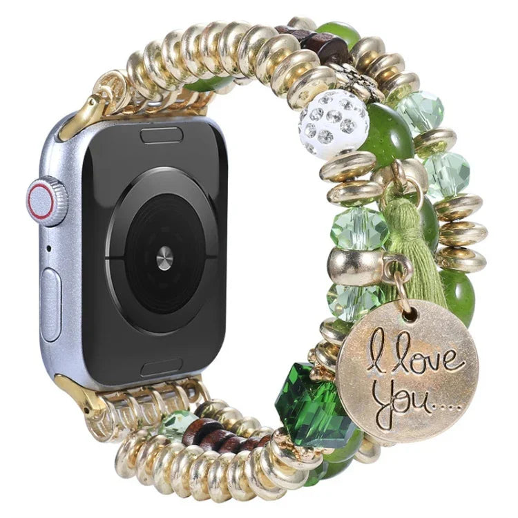 タッセルビーズウォッチバンド、Apple Watch シリーズ 7 41mm / 6&SE&5&4 40mm / 3&2&1 38mm、7 45mm / 6&SE&5&4 44mm / 3&2&1 42mm用