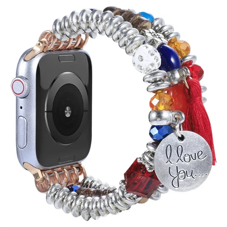 タッセルビーズウォッチバンド、Apple Watch シリーズ 7 41mm / 6&SE&5&4 40mm / 3&2&1 38mm、7 45mm / 6&SE&5&4 44mm / 3&2&1 42mm用