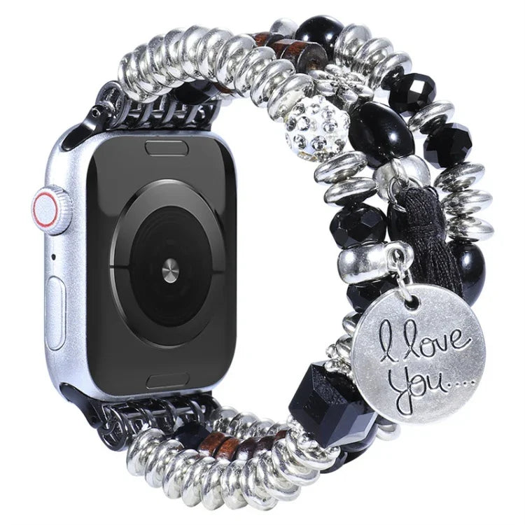 タッセルビーズウォッチバンド、Apple Watch シリーズ 7 41mm / 6&SE&5&4 40mm / 3&2&1 38mm、7 45mm / 6&SE&5&4 44mm / 3&2&1 42mm用