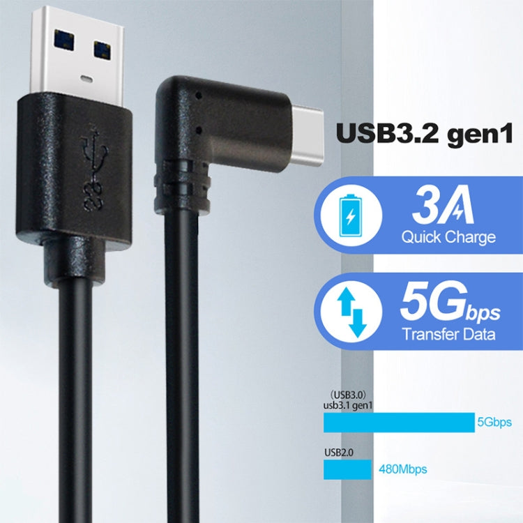 USB 3.2 Gen1 Type-C to USB 3.2 Gen1 Type-C シングルエルボー VRリンクケーブル Oculus Quest 1 / 2用、3m シングルエルボー