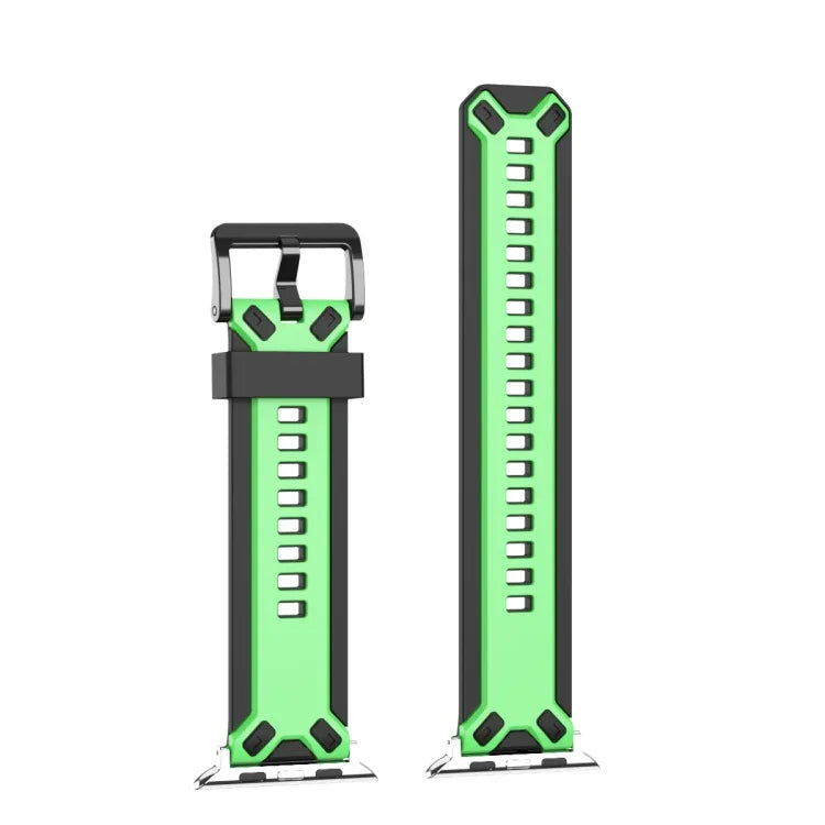 Two-Color Silicone Watchband For Apple Watch Series, 7 41mm / 6&SE&5&4 40mm / 3&2&1 38mm, 7 45mm / 6&SE&5&4 44mm / 3&2&1 42mm