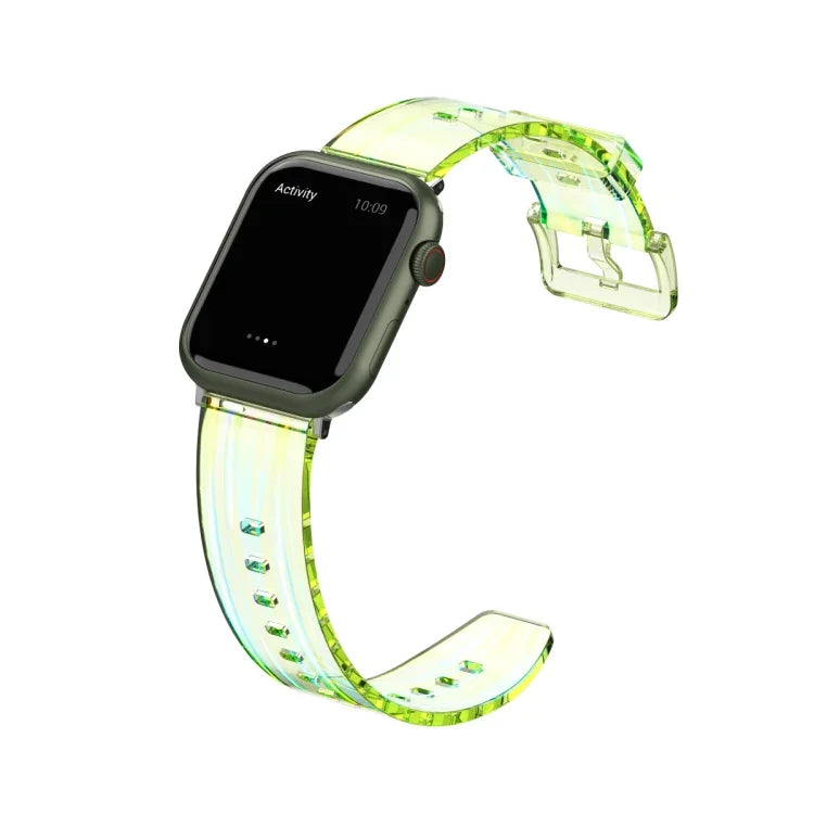 オーロラ透明シリコンウォッチバンド、Apple Watch シリーズ 7 41mm / 6&SE&5&4 40mm / 3&2&1 38mm、7 45mm / 6&SE&5&4 44mm / 3&2&1 42mm用