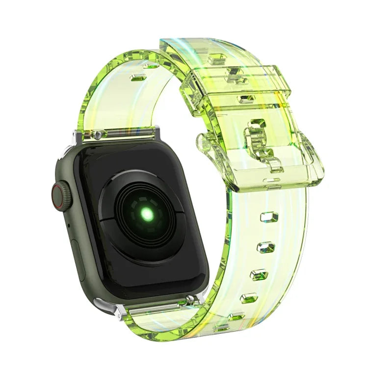オーロラ透明シリコンウォッチバンド、Apple Watch シリーズ 7 41mm / 6&SE&5&4 40mm / 3&2&1 38mm、7 45mm / 6&SE&5&4 44mm / 3&2&1 42mm用