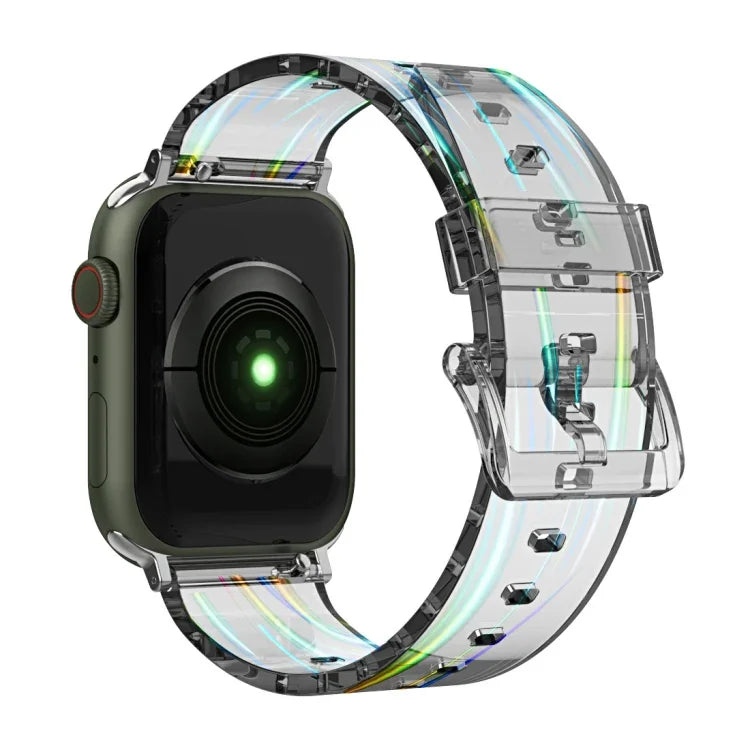 オーロラ透明シリコンウォッチバンド、Apple Watch シリーズ 7 41mm / 6&SE&5&4 40mm / 3&2&1 38mm、7 45mm / 6&SE&5&4 44mm / 3&2&1 42mm用