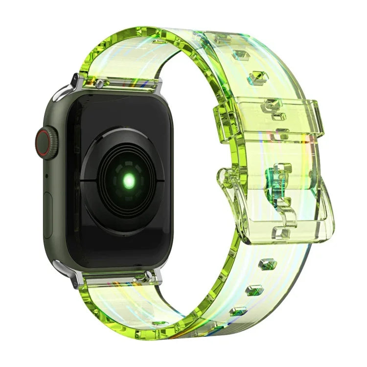 オーロラ透明シリコンウォッチバンド、Apple Watch シリーズ 7 41mm / 6&SE&5&4 40mm / 3&2&1 38mm、7 45mm / 6&SE&5&4 44mm / 3&2&1 42mm用