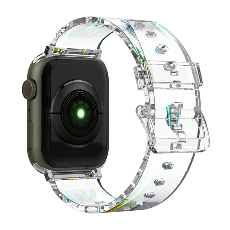オーロラ透明シリコンウォッチバンド、Apple Watch シリーズ 7 41mm / 6&SE&5&4 40mm / 3&2&1 38mm、7 45mm / 6&SE&5&4 44mm / 3&2&1 42mm用