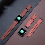 バタフライバックルカウハイドレザーウォッチバンド、Apple Watch シリーズ 7 41mm / 6&SE&5&4 40mm / 3&2&1 38mm、7 45mm / 6&SE&5&4 44mm / 3&2&1 42mm用