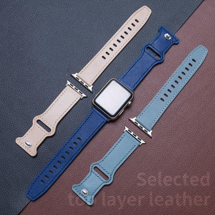 バタフライバックルカウハイドレザーウォッチバンド、Apple Watch シリーズ 7 41mm / 6&SE&5&4 40mm / 3&2&1 38mm、7 45mm / 6&SE&5&4 44mm / 3&2&1 42mm用