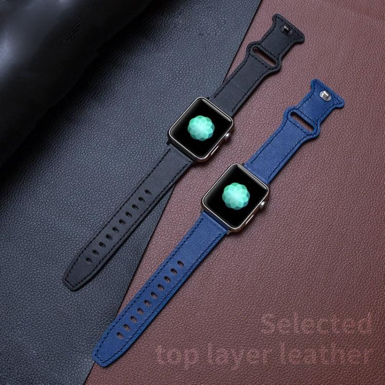 バタフライバックルカウハイドレザーウォッチバンド、Apple Watch シリーズ 7 41mm / 6&SE&5&4 40mm / 3&2&1 38mm、7 45mm / 6&SE&5&4 44mm / 3&2&1 42mm用