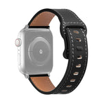 バタフライバックルカウハイドレザーウォッチバンド、Apple Watch シリーズ 7 41mm / 6&SE&5&4 40mm / 3&2&1 38mm、7 45mm / 6&SE&5&4 44mm / 3&2&1 42mm用