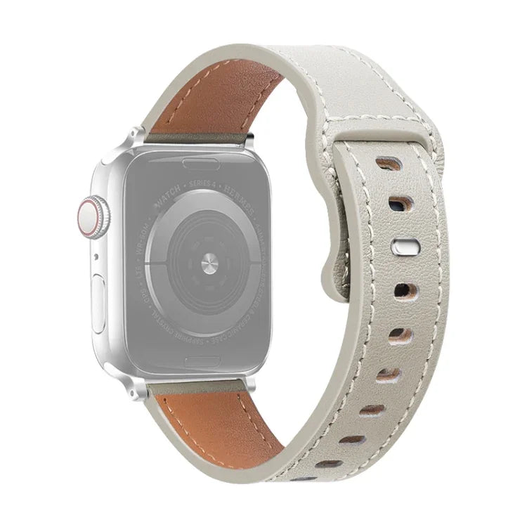 バタフライバックルカウハイドレザーウォッチバンド、Apple Watch シリーズ 7 41mm / 6&SE&5&4 40mm / 3&2&1 38mm、7 45mm / 6&SE&5&4 44mm / 3&2&1 42mm用