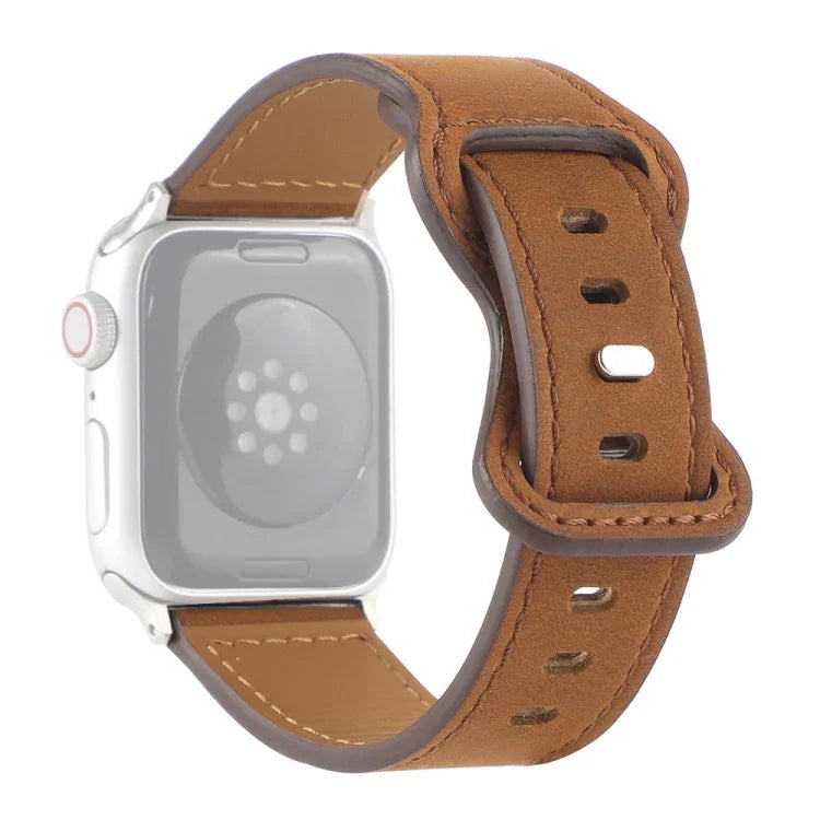 Apple Watchシリーズ用クレイジーホースレザーバタフライバックルウォッチバンド, 7 41mm / 6&SE&5&4 40mm / 3&2&1 38mm, 7 45mm / 6&SE&5&4 44mm / 3&2&1 42mm