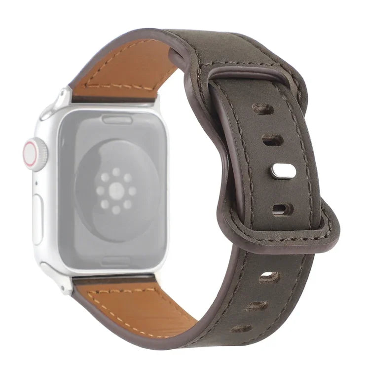 Apple Watchシリーズ用クレイジーホースレザーバタフライバックルウォッチバンド, 7 41mm / 6&SE&5&4 40mm / 3&2&1 38mm, 7 45mm / 6&SE&5&4 44mm / 3&2&1 42mm