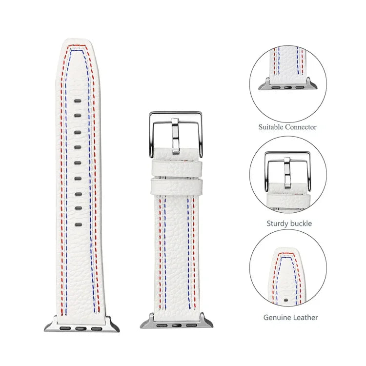 Apple Watchシリーズ用三本ラインレザーワッチバンド, 7 41mm / 6&SE&5&4 40mm / 3&2&1 38mm, 7 45mm / 6&SE&5&4 44mm / 3&2&1 42mm