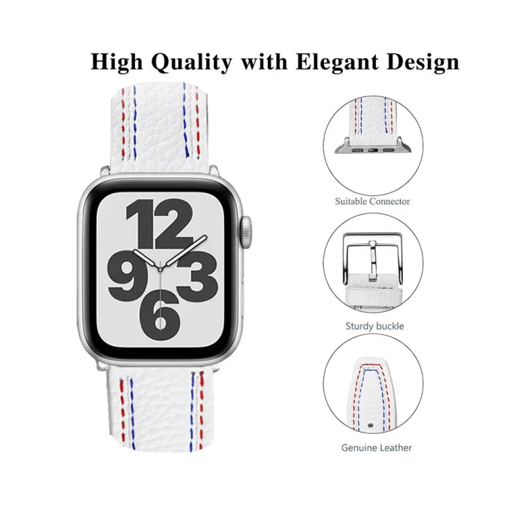 Apple Watchシリーズ用三本ラインレザーワッチバンド, 7 41mm / 6&SE&5&4 40mm / 3&2&1 38mm, 7 45mm / 6&SE&5&4 44mm / 3&2&1 42mm