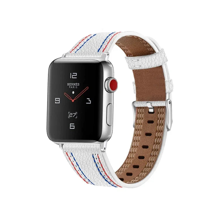 Apple Watchシリーズ用三本ラインレザーワッチバンド, 7 41mm / 6&SE&5&4 40mm / 3&2&1 38mm, 7 45mm / 6&SE&5&4 44mm / 3&2&1 42mm