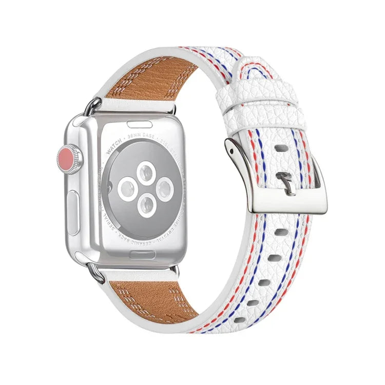 Apple Watchシリーズ用三本ラインレザーワッチバンド, 7 41mm / 6&SE&5&4 40mm / 3&2&1 38mm, 7 45mm / 6&SE&5&4 44mm / 3&2&1 42mm