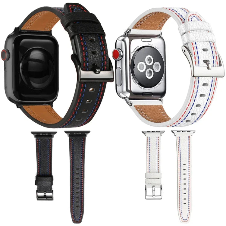 Apple Watchシリーズ用三本ラインレザーワッチバンド, 7 41mm / 6&SE&5&4 40mm / 3&2&1 38mm, 7 45mm / 6&SE&5&4 44mm / 3&2&1 42mm