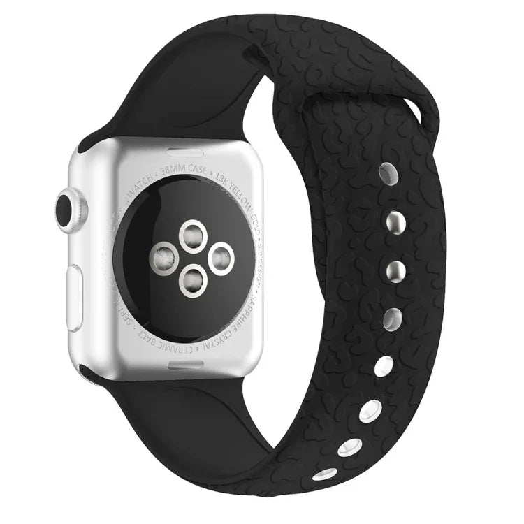 Apple Watchシリーズ用ヒョウ柄エンボスシリコンウォッチバンド, 7 41mm / 6&SE&5&4 40mm / 3&2&1 38mm, 7 45mm / 6&SE&5&4 44mm / 3&2&1 42mm