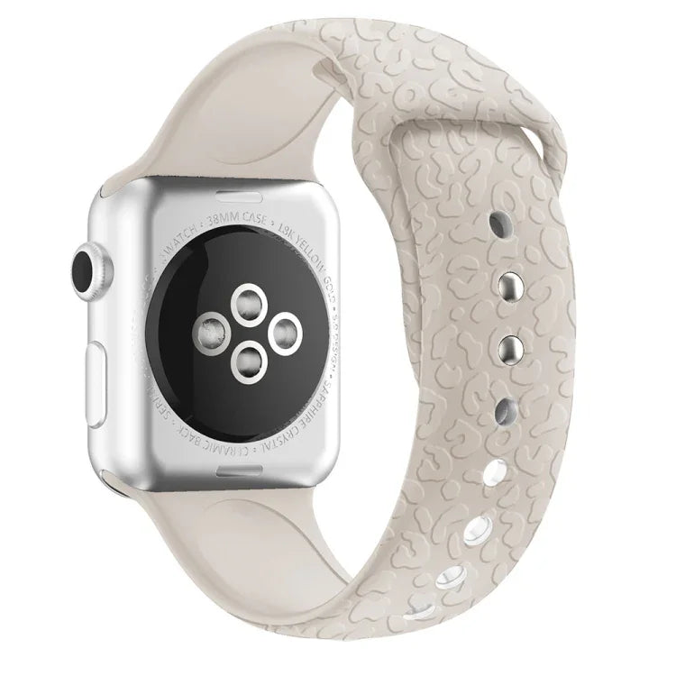 Apple Watchシリーズ用ヒョウ柄エンボスシリコンウォッチバンド, 7 41mm / 6&SE&5&4 40mm / 3&2&1 38mm, 7 45mm / 6&SE&5&4 44mm / 3&2&1 42mm