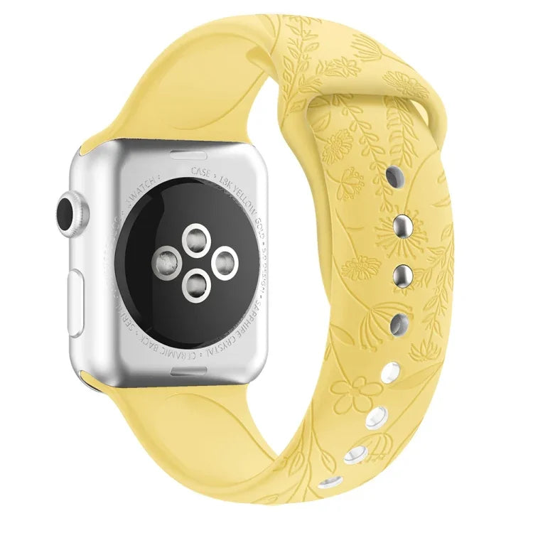 Apple Watchシリーズ用蝶と花のエンボスシリコンウォッチバンド, 7 41mm / 6&SE&5&4 40mm / 3&2&1 38mm