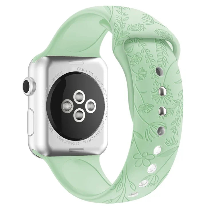 Apple Watchシリーズ用蝶と花のエンボスシリコンウォッチバンド, 7 41mm / 6&SE&5&4 40mm / 3&2&1 38mm