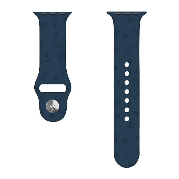 Apple Watchシリーズ用犬の足跡エンボスシリコンウォッチバンド, 7 41mm / 6&SE&5&4 40mm / 3&2&1 38mm, 7 45mm / 6&SE&5&4 44mm / 3&2&1 42mm