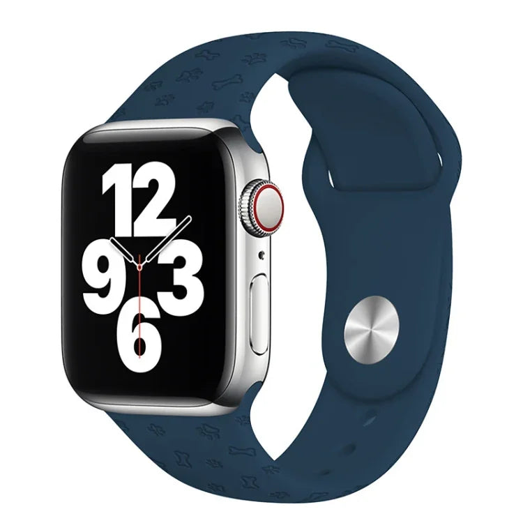 Apple Watchシリーズ用犬の足跡エンボスシリコンウォッチバンド, 7 41mm / 6&SE&5&4 40mm / 3&2&1 38mm, 7 45mm / 6&SE&5&4 44mm / 3&2&1 42mm