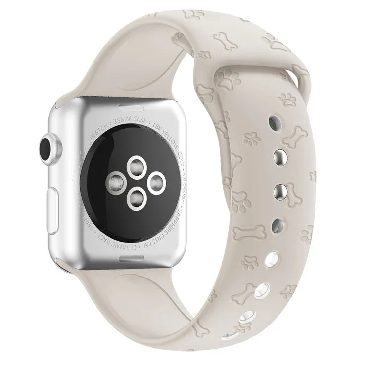 Apple Watchシリーズ用犬の足跡エンボスシリコンウォッチバンド, 7 41mm / 6&SE&5&4 40mm / 3&2&1 38mm, 7 45mm / 6&SE&5&4 44mm / 3&2&1 42mm