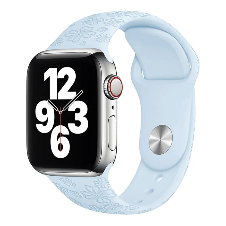 Apple Watchシリーズ用四つ葉のクローバーエンボスシリコンウォッチバンド, 7 45mm / 6&SE&5&4 44mm / 3&2&1 42mm, 7 41mm / 6&SE&5&4 40mm / 3&2&1 38mm