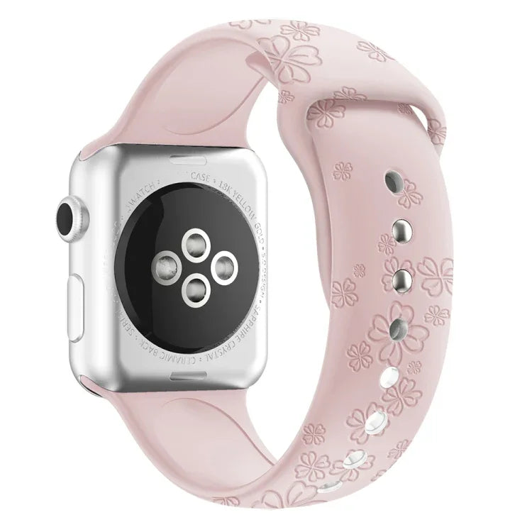 Apple Watchシリーズ用四つ葉のクローバーエンボスシリコンウォッチバンド, 7 45mm / 6&SE&5&4 44mm / 3&2&1 42mm, 7 41mm / 6&SE&5&4 40mm / 3&2&1 38mm